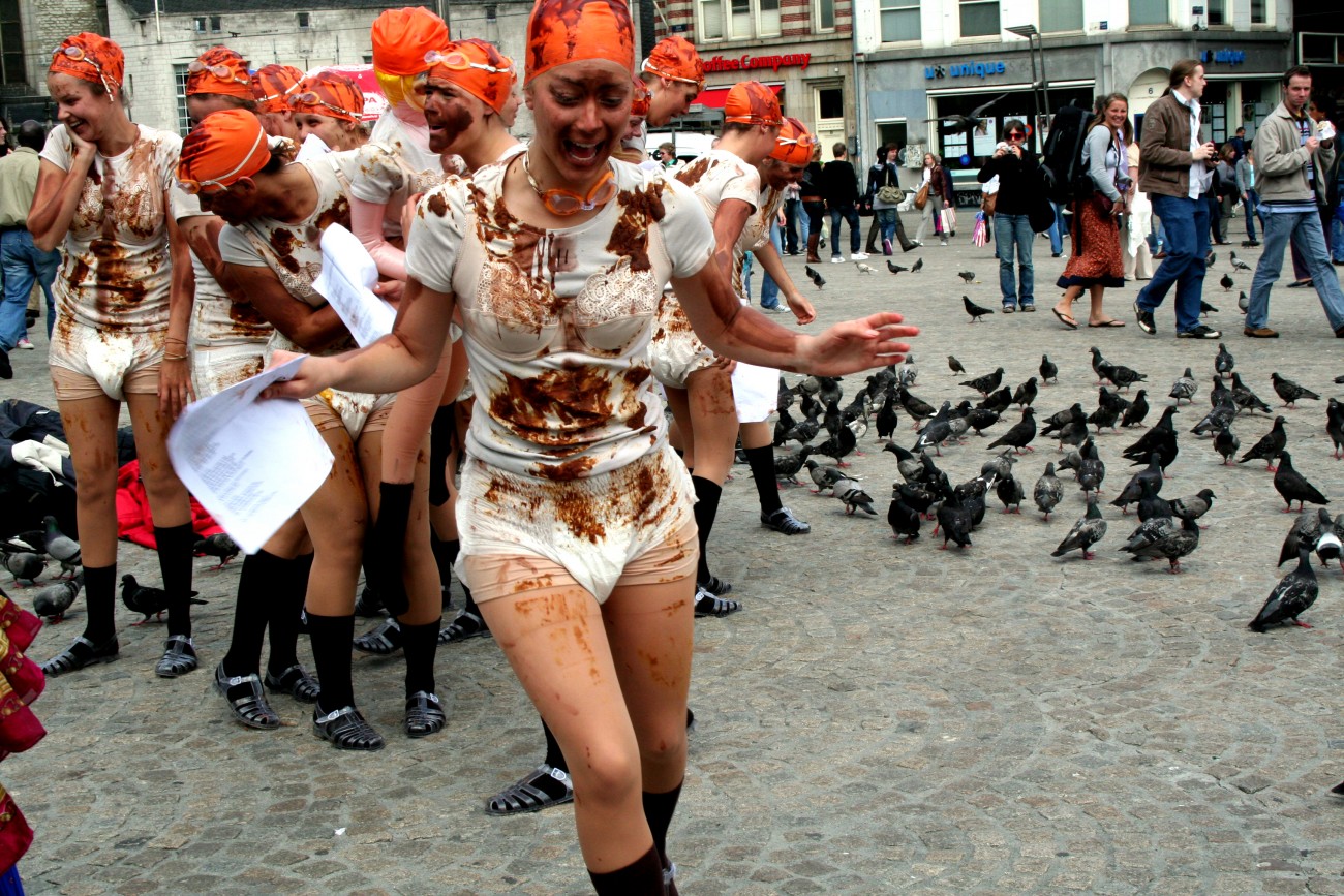 Women dressed as babies