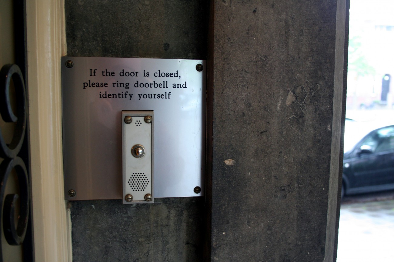 If door is closed, please ring doorbell and identify yourself